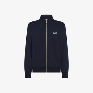 Felpa in cotone con zip e logo