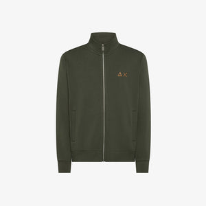 Felpa in cotone con zip e logo