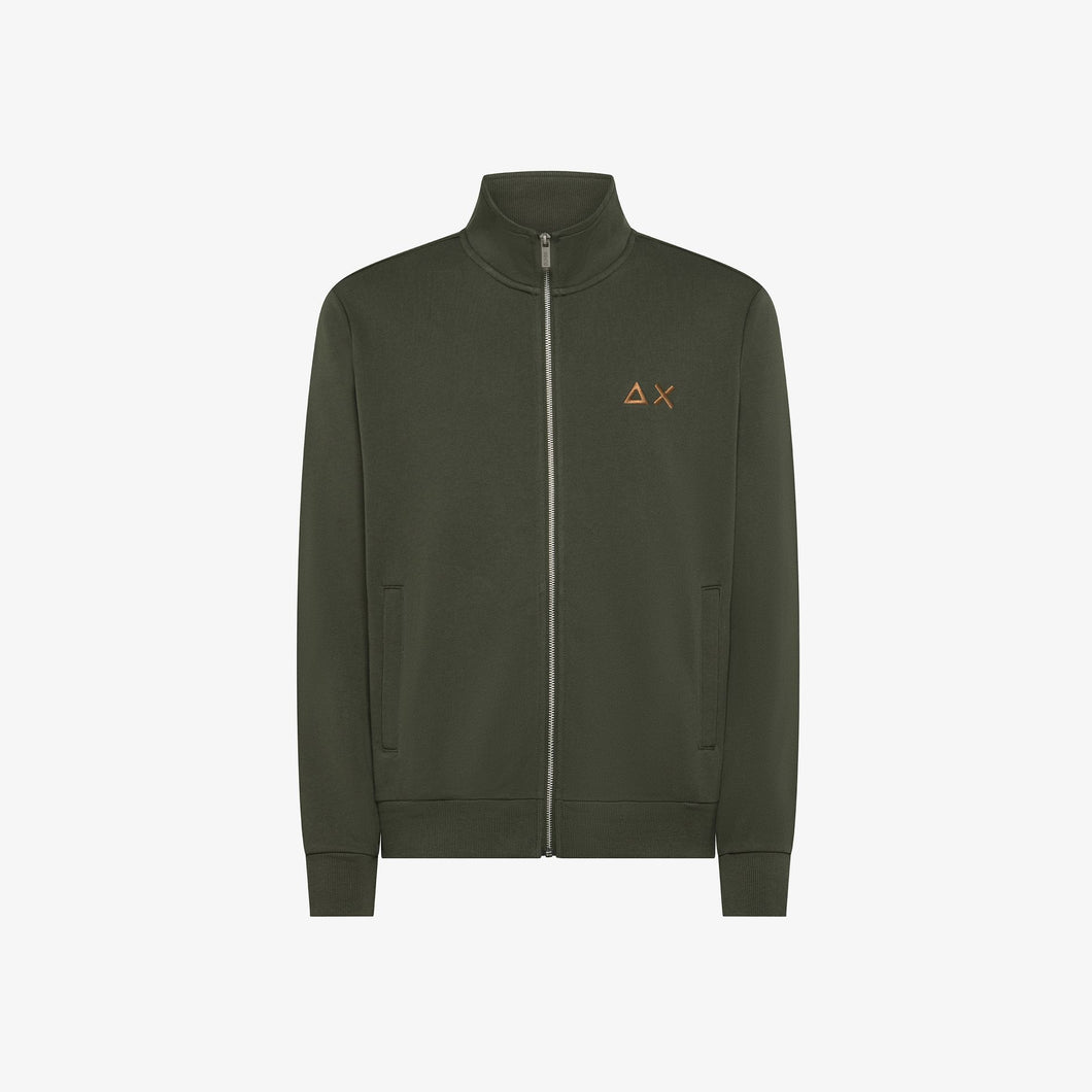 Felpa in cotone con zip e logo
