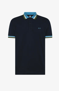 Polo mezza manica con colletto e maniche multirighe