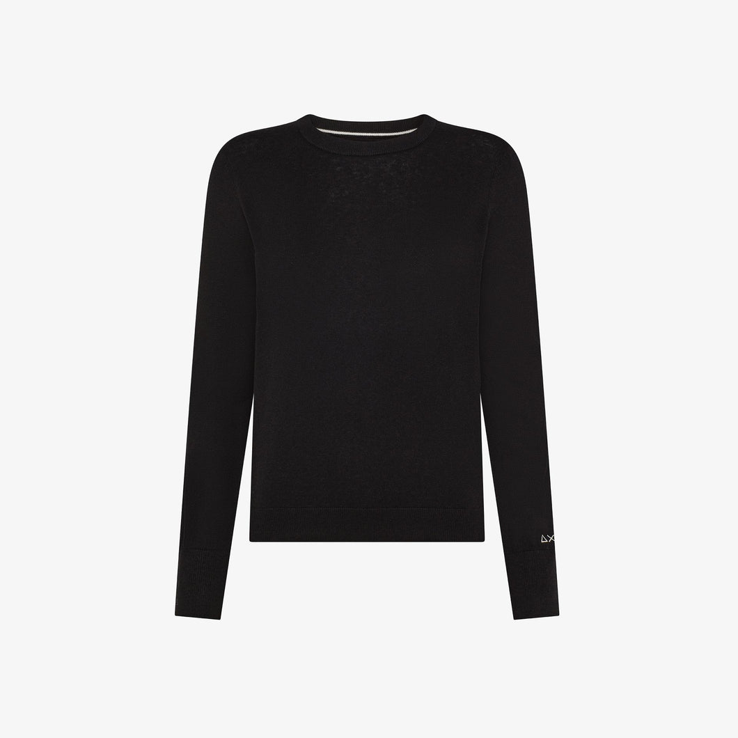 Maglia girocollo in lana e cotone