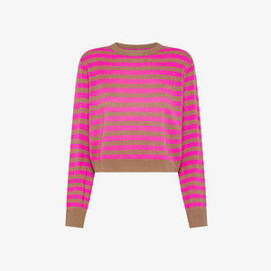 Maglia a righe in lana e cashmere marrone