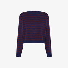 Carica l&#39;immagine nel visualizzatore di Gallery, Maglia a righe in lana e cashmere marrone
