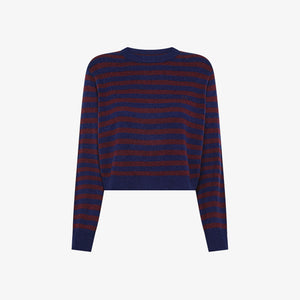 Maglia a righe in lana e cashmere marrone