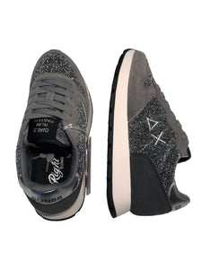 Sneakers donna in nylon glitter con inserti in suede