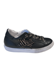 Sneakers in pelle nera  dettagli stampa zebra nero/platino