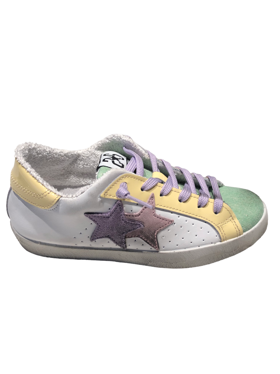 Sneakers in pelle bianca con dettagli multicolor